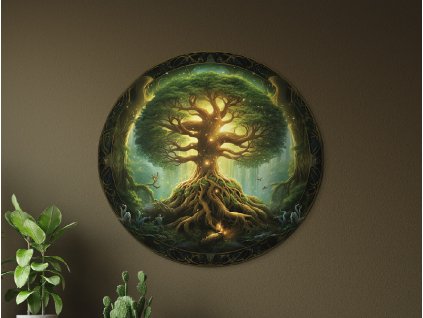Okrúhly Strom života Yggdrasil (Dimensioni del quadro 85,5 x 89 cm, Finitura 3D)