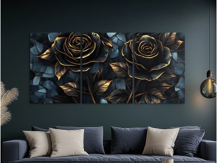 Trojdielny obraz na stenu Zlatý duet (Formato del quadro A1, Colore della cornice Senza cornice, Finitura 3D)