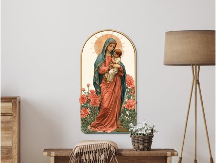 Obraz na stenu Madona medzi ružami (Dimensioni del quadro 125 x 69 cm, Finitura 3D)