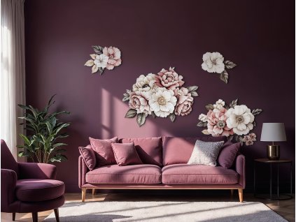 Obraz Ružovo-biele kvety (Dimensioni del quadro 93 x 137 cm, Finitura Lucido)