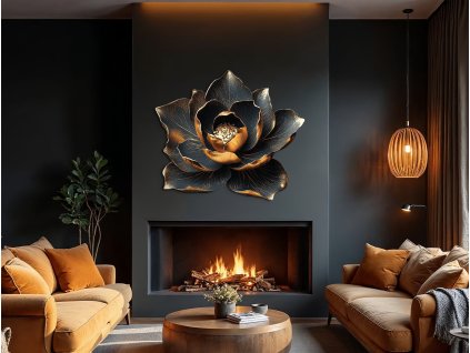 Obraz Čierny lotosový kvet (Dimensioni del quadro 84 x 93,5 cm, Finitura 3D)