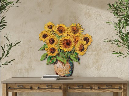 Obraz Maľované slnečnice vo váze (Dimensioni del quadro 89 x 87 cm, Finitura 3D)