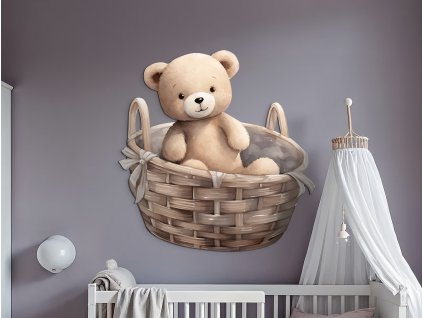 Detský obraz Medvedík v košíku (Dimensioni del quadro 89 x 86,5 cm, Finitura 3D)