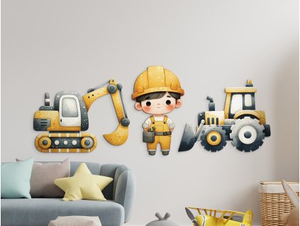 Sada detských nálepiek Malý staviteľ (Dimensioni del quadro 50 x 127 cm, Finitura 3D)