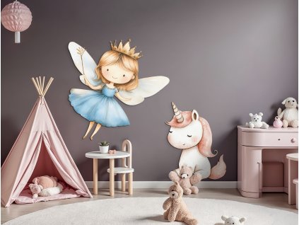 Nálepka na stenu Víla a jednorožec (Dimensioni del quadro 90 x 124,5 cm, Finitura 3D)