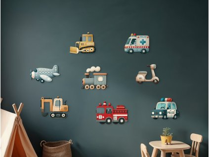 Sada detských nálepiek Dopravné prostriedky (Dimensioni del quadro 102 x 280 cm, Finitura 3D)