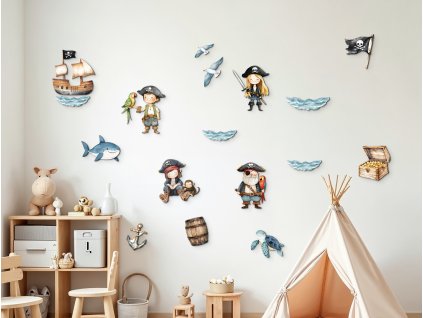 Sada nálepiek na stenu Piráti na mori (Dimensioni del quadro 200 x 220 cm, Finitura 3D)