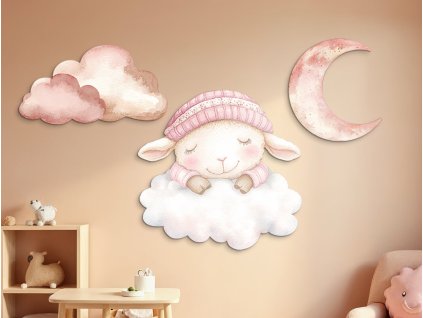 Detská dekorácia Zasnená ovečka (Dimensioni del quadro 84 x 220 cm, Finitura 3D)