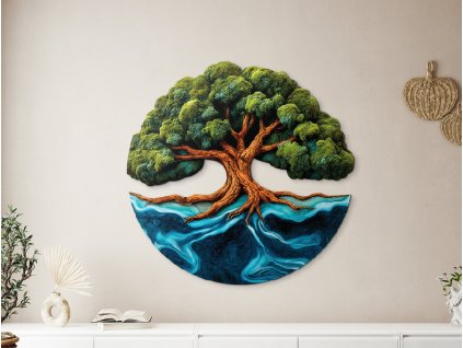 Machový Strom života Mohutnosť (UV tlač) (Dimensioni del quadro 89 x 89 cm, Finitura 3D)