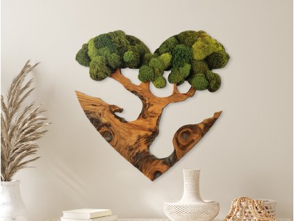 Machový Strom života Srdce (UV tlač) (Dimensioni del quadro 88 x 90 cm, Finitura 3D)