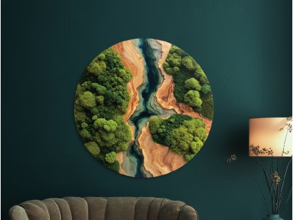 Okrúhly machový obraz Rieka (UV tlač) (Dimensioni del quadro 89 x 89 cm, Finitura 3D)