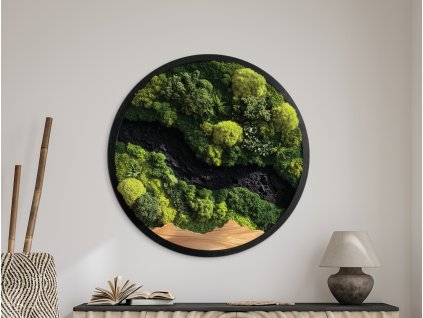 Okrúhla machová dekorácia Zelený dotyk (UV tlač) (Dimensioni del quadro 89 x 89 cm, Finitura 3D)