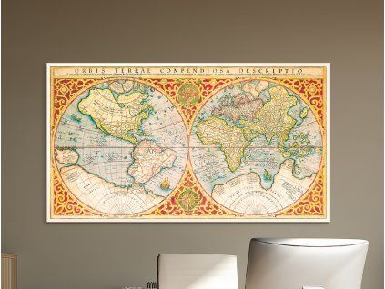 72356 historicka mapa orbis terrae compendiosa descriptio dimensioni del quadro 53 x 95 cm finitura 3d