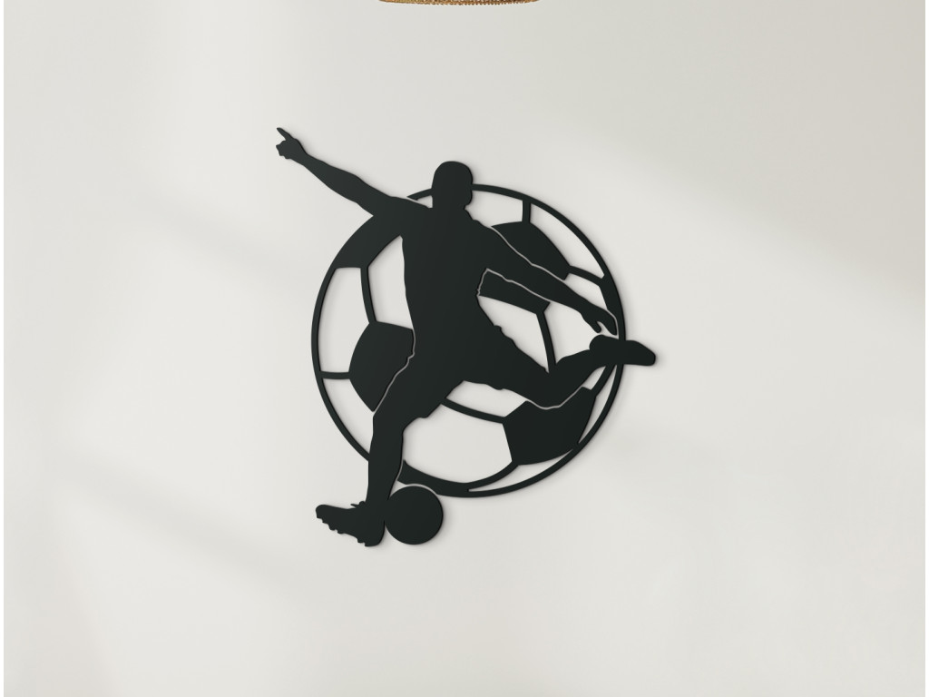 AKCIA - Drevená nálepka Futbalista, Antracit