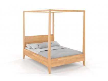 Masívna posteľ s nebesami Canopy buk - palisander