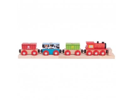 Vlak s potravinami Bigjigs Rail