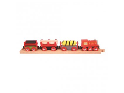 Červený nákladný vlak + 3 koľajnice Bigjigs Rail