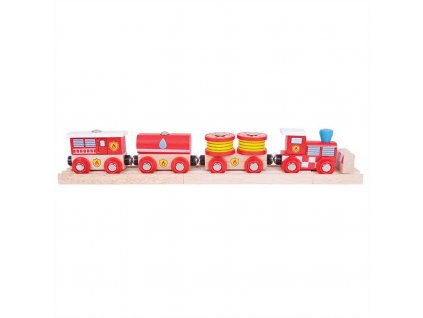 Hasičský vlak + 3 koľajnice Bigjigs Rail