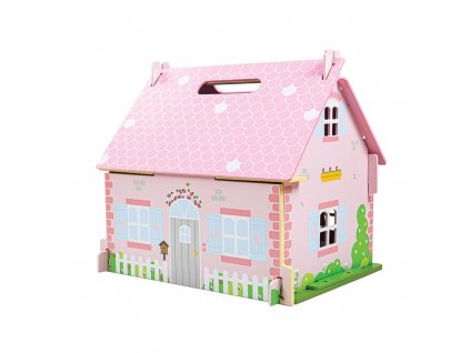 Prenosný drevený domček pre bábiky