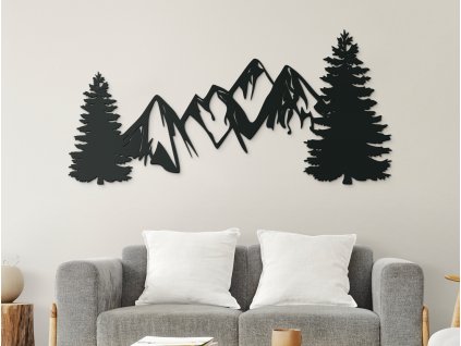 Moderný drevený obraz Hory a les