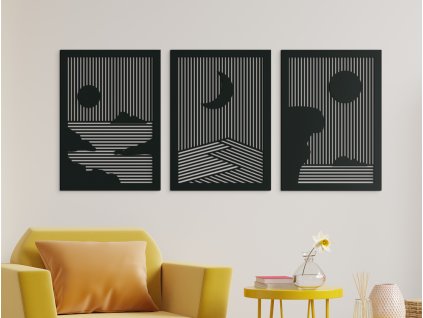 Drevený viacdielny obraz Slnko a Mesiac