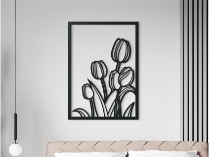 Moderný drevený obraz Tulipány
