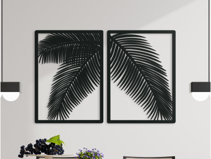 Dvojdielny drevený obraz Palmové listy