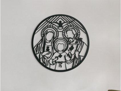 Drevený okrúhly obraz Svätá rodina