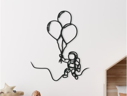 Drevená nálepka Astronaut s balónmi