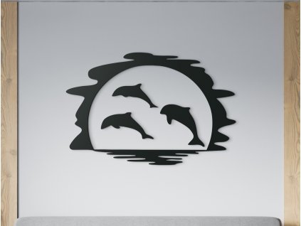 Drevený obraz Delfíny