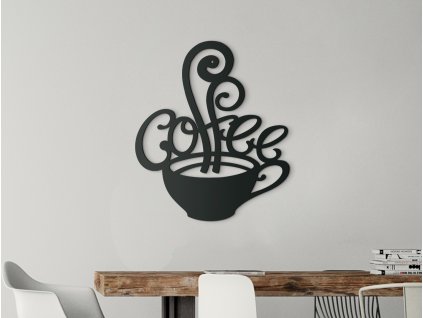 Drevená nálepka na stenu Coffee