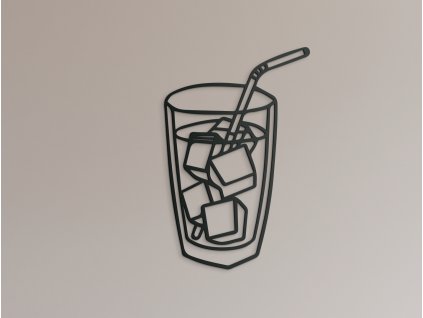 Drevená nálepka Ľadový nápoj so slamkou