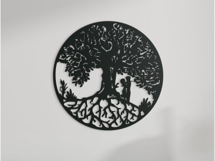 Drevený obraz Strom života so zaľúbencami