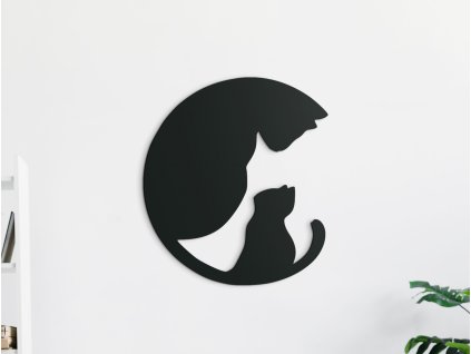 Detská nálepka na stenu Mačka s mačiatkom