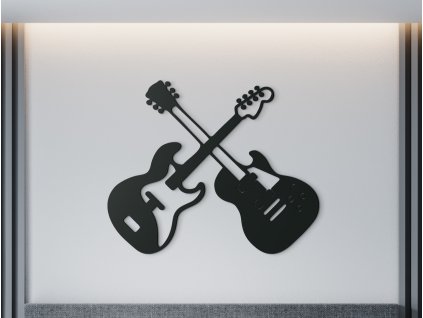 Drevená nálepka na stenu Gitary