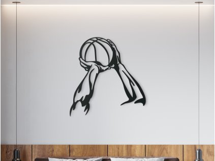 Drevená nálepka na stenu Basketbal