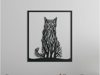 Drevený obraz Mačka a stromy