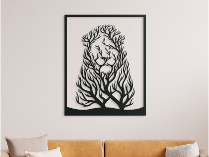 3D obraz na stenu Lev a stromy