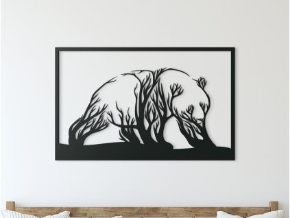 Obraz z dreva Medveď a stromy