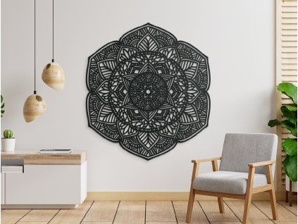 Drevená mandala na stenu Kvety