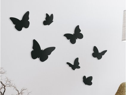 Sada drevených 3D motýľov na stenu (7 ks)