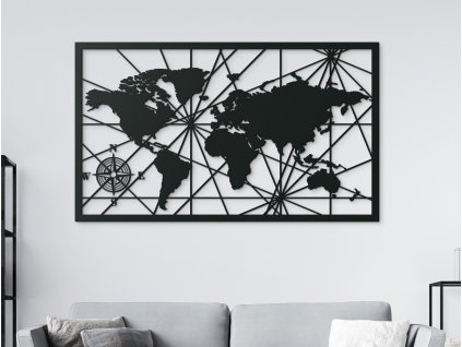 Obraz Mapa sveta s kompasom na stenu