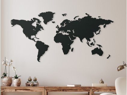 AKCIA - Mapa sveta na stenu (42 x 86 cm) Čierna