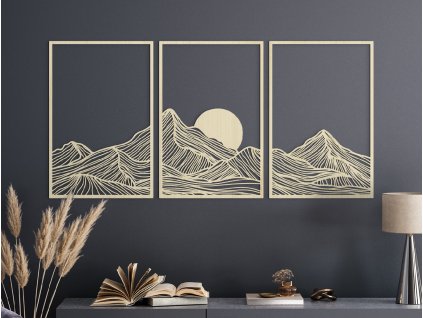 Viacdielny obraz Minimalistické hory pri západe slnka