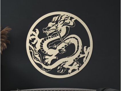 Okrúhla drevená nálepka Drak