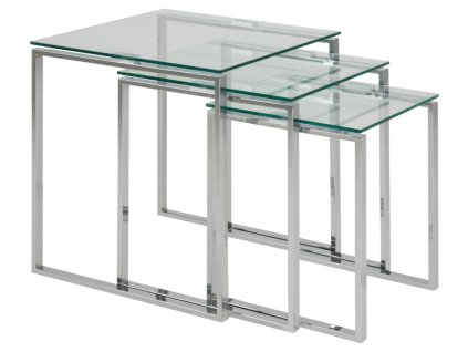Set príručných stolíkov Katrine (3 ks) - číra / chróm