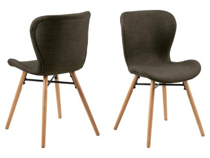 2x Jedálenská stolička Batilda A1 - kaki zelená / prírodná