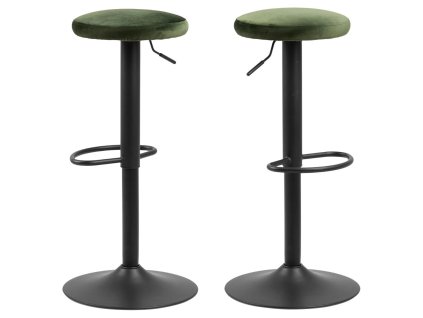 2x Barová stolička bez operadla Finch - zelená / čierna