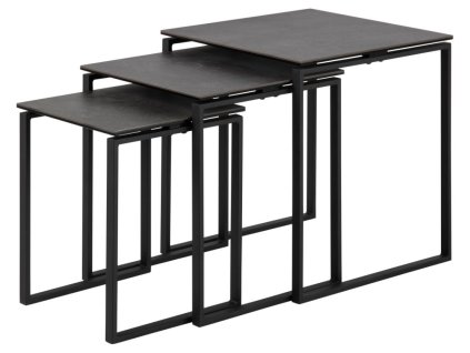 Set príručných stolíkov Katrine (3 ks) - čierna