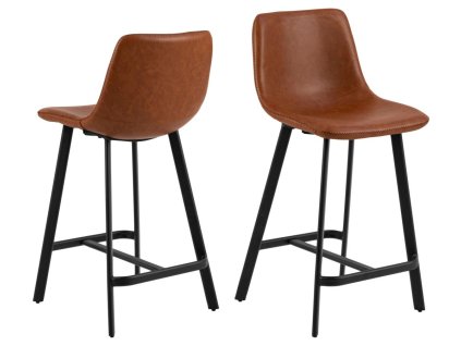 2x Barová stolička Oregon - hnedá ekokoža (retro) / čierna